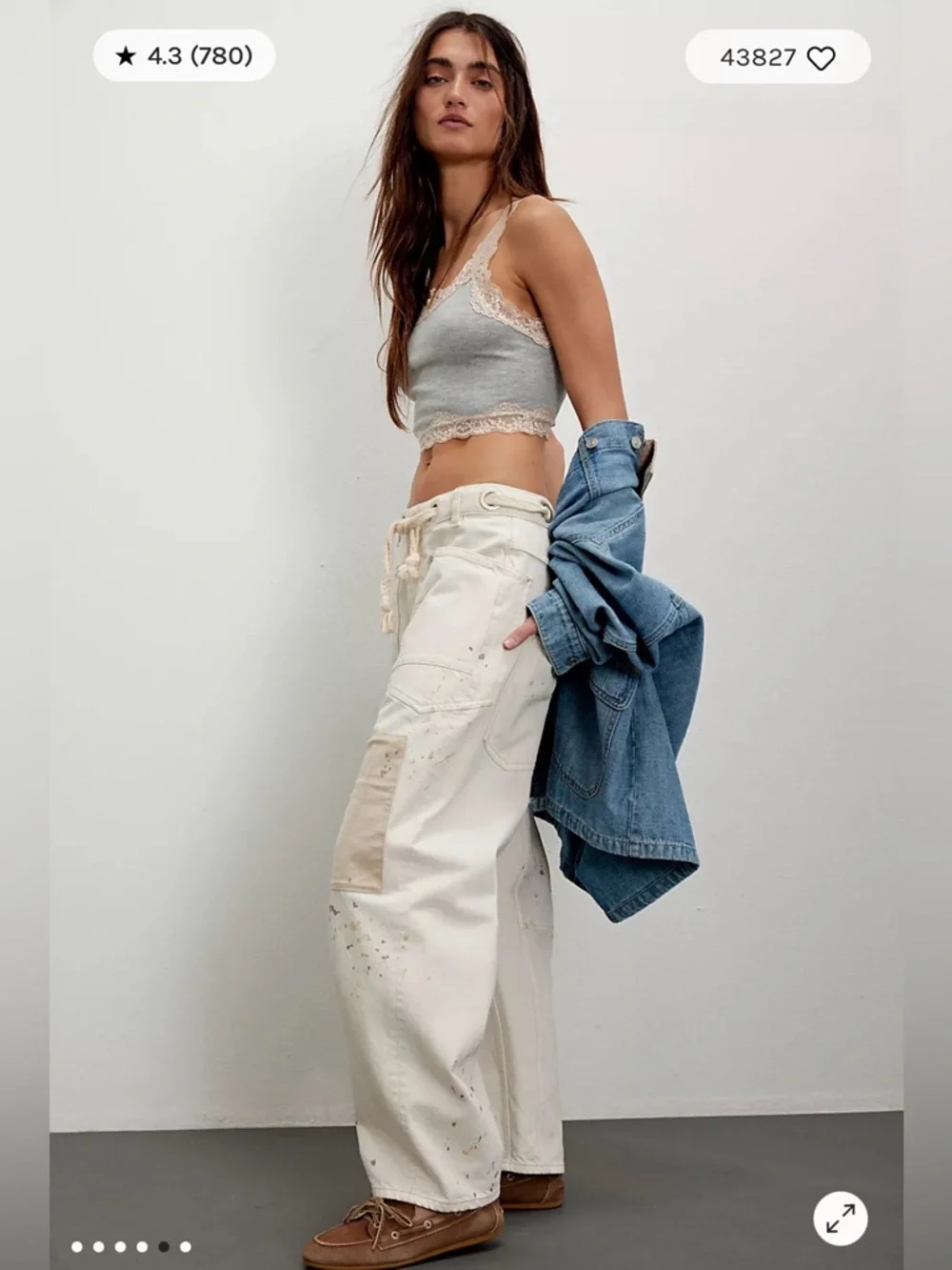 Free People We The Free Moxie Pull-On Barrel Jeans. NWT. White.